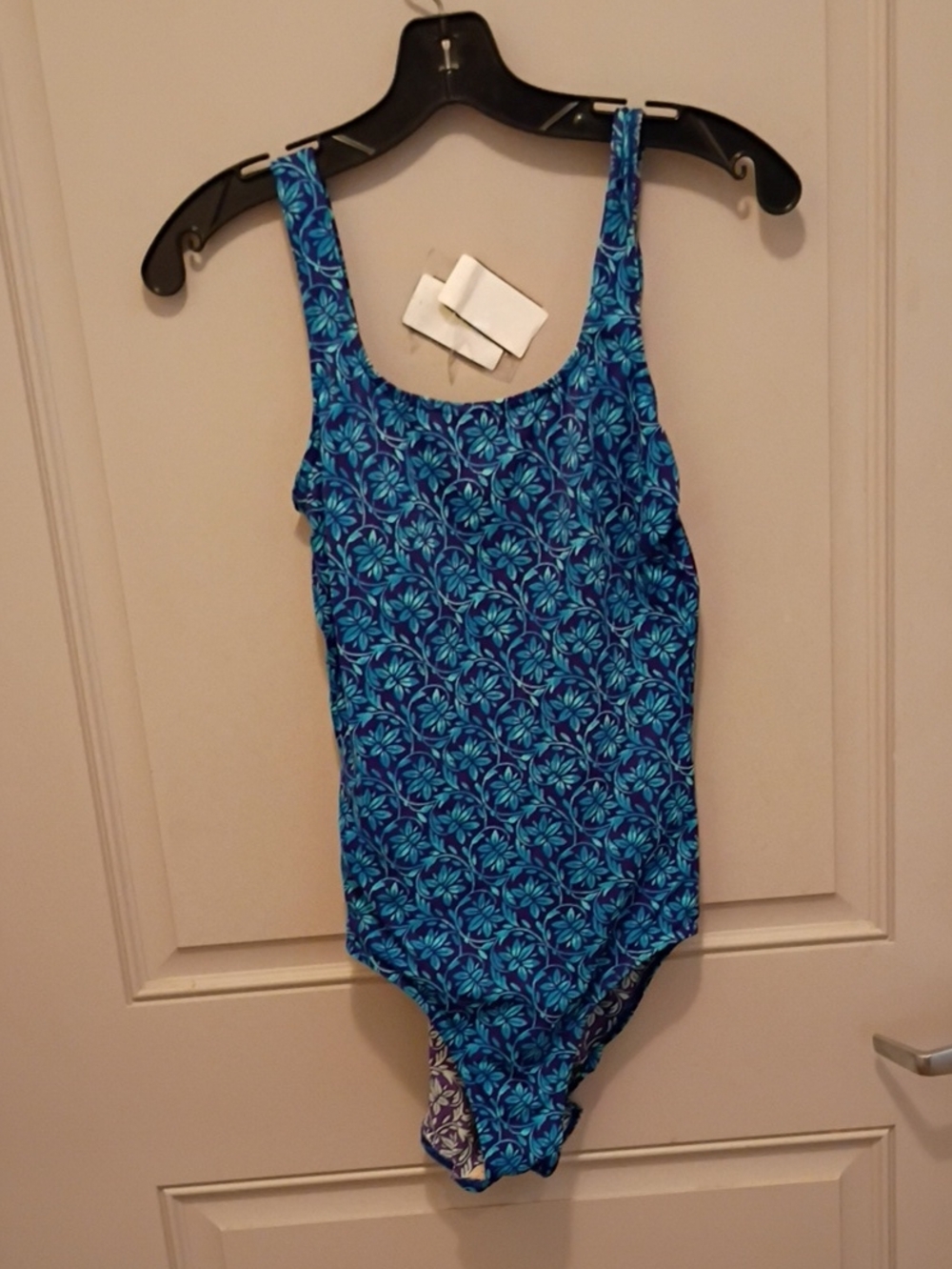 L.L. Bean Blue Floral One Piece Bathing Suit Size 10Long